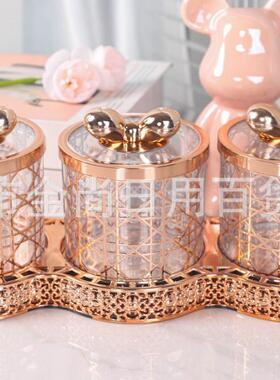 A set of three elegant, European-style light luxury jars for