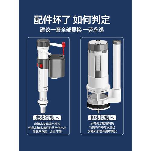 马桶配件通用进水阀排水阀老式抽水上下出水坐便器全套冲水箱大全 - 图0