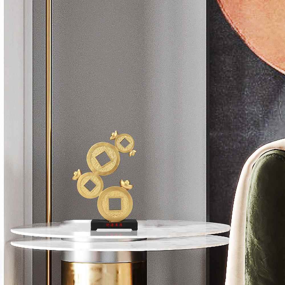 财源滚滚铜钱摆件新中式高端客厅玄关办公室桌面酒柜装饰品工艺品 - 图1