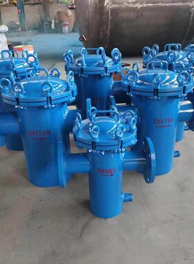 304污锈钢篮式过 滤器 工业水 管道直通 蓝式法549不兰桶式快开除