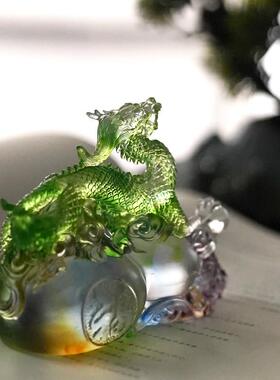 2025蛇年吉祥物琉璃福禄葫芦生肖金龙工艺礼品摆饰青龙摆件镇宅茶