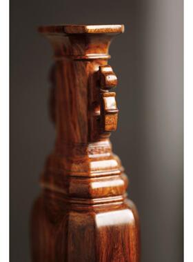 海黄 | 螭龙双耳仿古瓶 家居桌面装饰摆件中式木质台屏工艺品