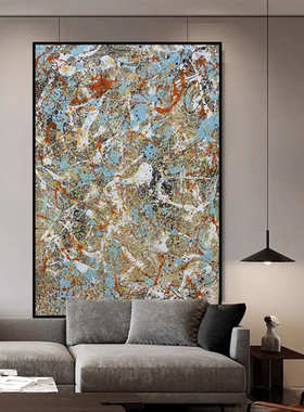 纯手绘油画波洛克玄关大幅装饰画立体抽象艺术画餐厅走廊过道壁画