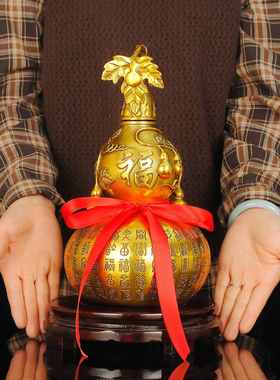 百福铜葫芦摆件开盖空心大号装饰家居客厅店铺中式送礼工艺品礼品