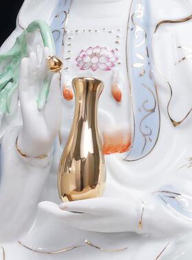 陶瓷观音菩萨佛像南海观世音菩萨神像家用白玉坐莲观音工艺品摆饰