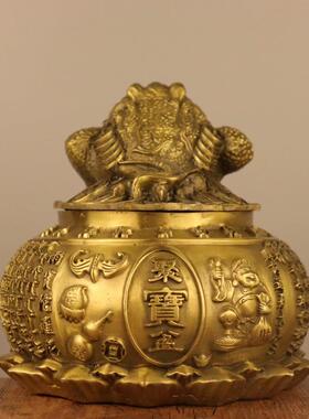 聚宝盆金蟾摆件全铜五路财神三足蟾蜍龙头貔貅储钱罐家居开业礼品