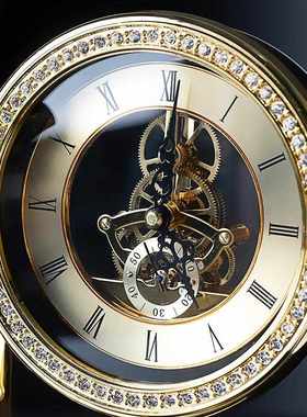 轻奢现代金属高档座钟家居客厅酒柜装饰品摆件创意办公桌台式钟表