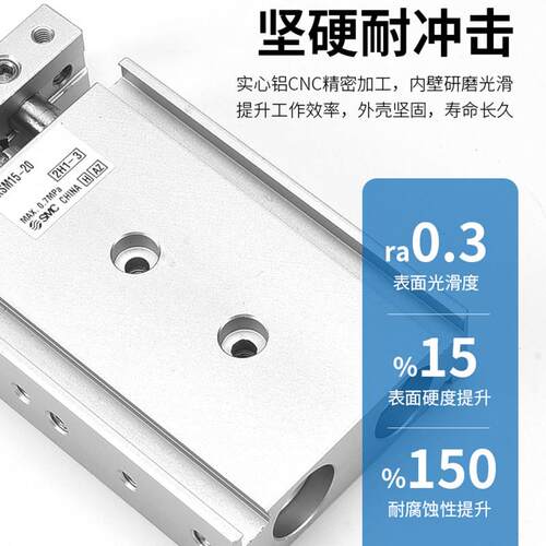 SMC双联CXSL双轴双杆气缸CXSM6/10/15/20/25/32-10-30-40*50X75-A - 图0