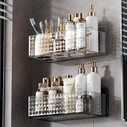 浴室置物架卫生间架子洗手间洗漱台化妆品墙上壁挂式免打孔收纳盒 - 图2