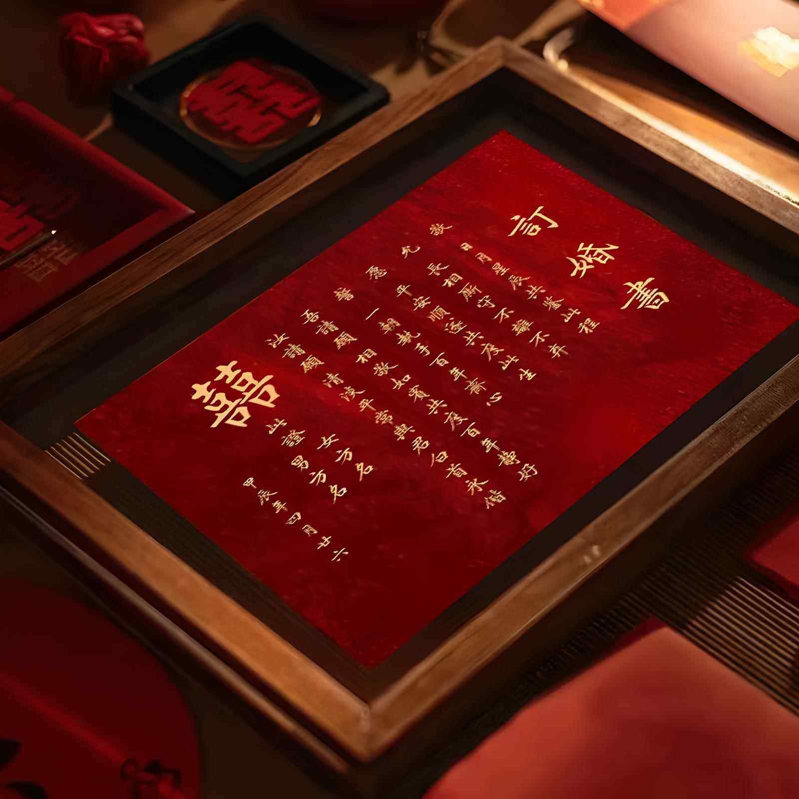 订婚书中国风婚书相框画 画框定制高级感摆台订婚布置送日子书卷,淘宝优惠券,粉丝福利购,淘宝优惠卷