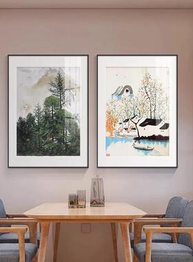 新中式餐厅水墨装饰画吴冠中挂画中国风抽象艺术玄关卧室墙面壁画