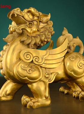 铜貔貅摆件一对黄铜招财聚财旺财铜制皮丘家居客厅办公室开业礼品