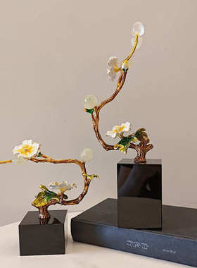 柠檬石天然石珐琅彩家居摆件新中式客厅玄关电视柜桌面创意装饰品