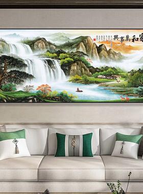 新中式山水画花鸟画客厅装饰画沙发背景墙挂画书房壁画家和万事兴