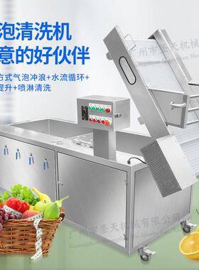 全自动不锈钢气泡清洗机 商用大型蔬菜水果清洗机净菜加工洗菜机