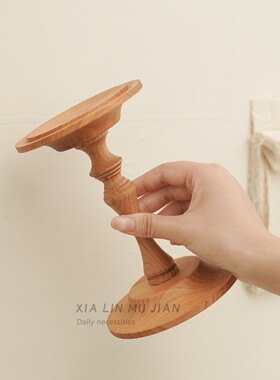 樱桃木蜡烛台家用烛光晚餐浪漫香薰底座高级感北欧餐桌装饰品摆件