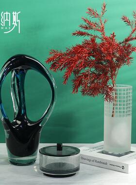 新中式古典镂空手工玻璃工艺品摆件样板房间售楼处抽象艺术装饰品