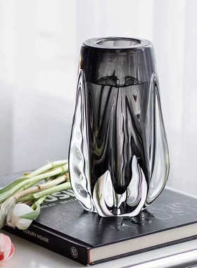 北欧现代简约玻璃花瓶摆件餐桌电视柜客厅玄关轻奢琉璃插花花器