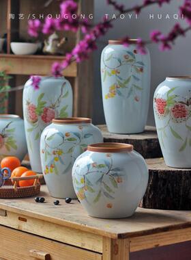 新款手工绘画花瓶水培鲜花客厅插花摆件软装饰品小清新陶瓷罐