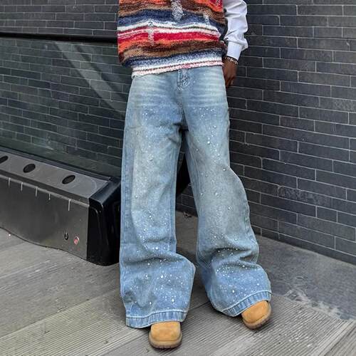 Mens Casual Denim Jeans Collection Water Drill Street Style - 图1