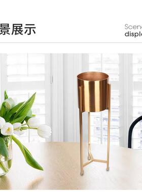 客厅摆件三叉架花器美式轻奢客厅金属落地花瓶客厅家居摆件三角架