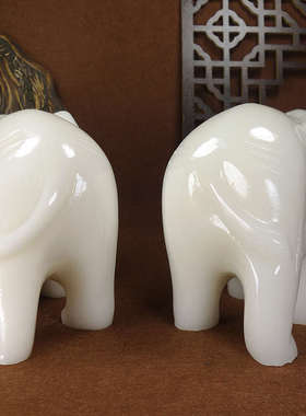 玉石大象摆件一对白玉吸水象客厅办公室装饰送礼简约现代厂家供货