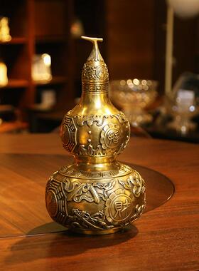 黄铜葫芦铜工艺品摆件客厅办公室中式铜葫芦装饰品开业铜器礼品
