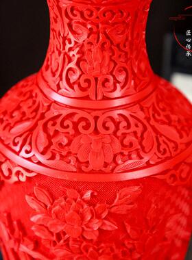 十二寸漆雕花扬州传统漆器家具装饰雕漆工艺品摆件文化纪念礼品
