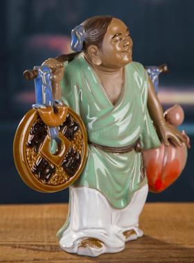 高档财神招财小童子湾石公仔中式家居装饰品客书房摆件陶瓷人厅物