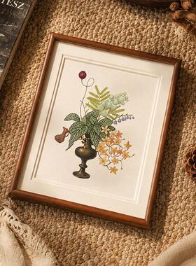 植物花卉法式复古中古风小众客厅背景挂画高级感卧室玄关装饰画