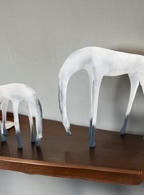 新中式脚欧式简约金2383属低瘦马摆件样板房骏售楼处软装饰品头摆