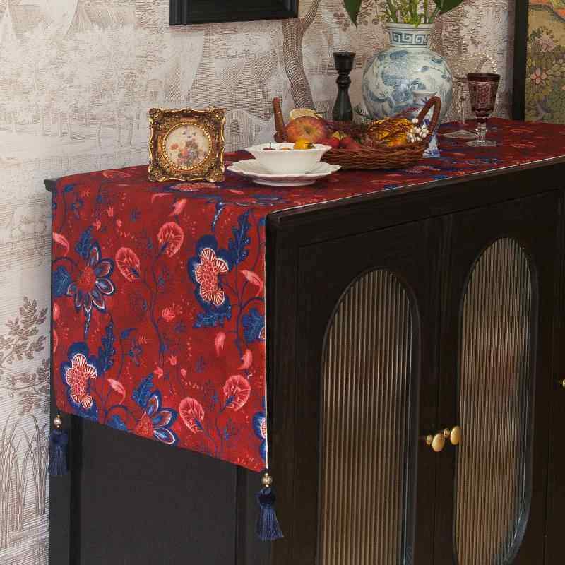 美式桌旗新年红色节日电视柜桌布鞋柜盖布茶旗斗柜餐边柜盖巾床旗,淘宝优惠券,粉丝福利购,淘宝优惠卷