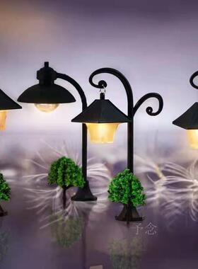 迷你路灯街灯场景灯小夜灯微缩模型摆件沙盘微景观仿真小灯装饰