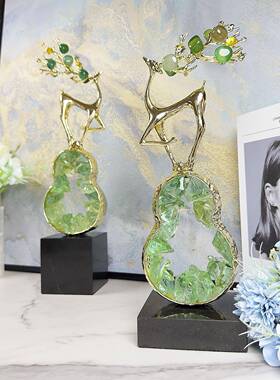 轻奢档葫芦福禄双全家居高饰视品件鹿摆W0347件礼品电柜摆高级感