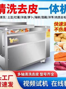 毛辊清洗去皮机商用食堂餐饮果蔬清洗去皮机土豆芋头毛刷清洗机