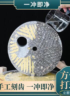 石磨家盘用7sDGi1Uf小磨传迷统手工石老青磨盘手推麻你小型豆浆机