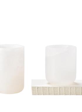 轻现代中古风博古室架云石摆件茶家居PZ1099茶几桌装饰手工奢花面
