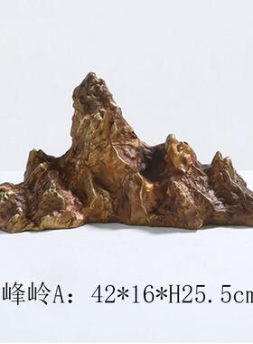 禅意家居样板房软装饰品中式玄关客厅办公室金属铜假山创意小摆件
