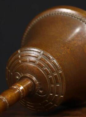 古董文玩纯铜紫铜三清铃手摇铃桌面摆件道家法器覆古老物件真品