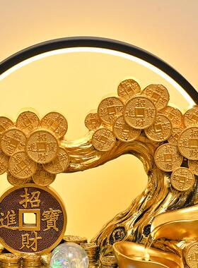 新盆中式招财聚YGZ宝流水生财摆件风水轮桌店面装饰品铺业开乔迁