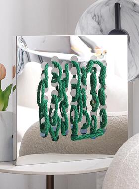 几何线条图案北欧风装饰画设计师抽象绳子穿梭桌面相框画摆件饰品