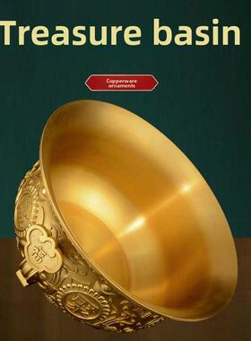 全铜实心聚宝盆饰品黄铜客厅店开业聚财申万三引财宝全铜之家