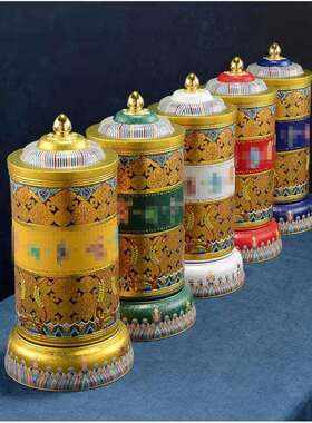 唐多括罗音电插电转动静黄财神绿母转筒桌ZNV面动摆件家用精致做