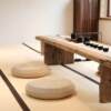 Floor, outdoor, futon, cushion, ancient style, Chinese-style straw mat, meditation, round bay window, meditation