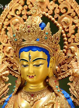 欧斯特精工《白度母》室内家用全鎏金《白多罗观音》铜像摆件