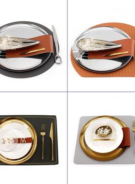 轻奢简约创意西餐盘装饰餐具样板房售楼处餐桌软装饰品摆台盘套装