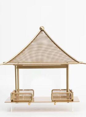 新中式凉亭摆件铁艺酒店饭厅书房样板间客厅玄关工艺装饰品摆设