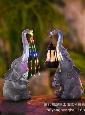 花园动物摆件大象太阳能户外防水庭院阳台氛围灯院子装饰动物摆件