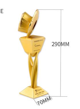 互联网安全金帽子奖杯金属电镀喷漆奖杯定做合金奖座年会颁奖