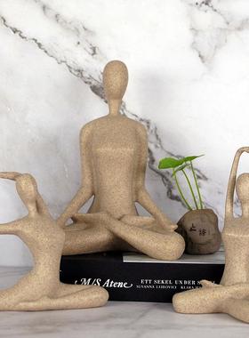 创意瑜伽体式摆件工艺品瑜珈馆树脂少女人物装饰品普拉提女孩摆设